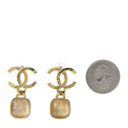 Chanel Metal Natural Stones CC Drop Earrings Gold 2 of 6