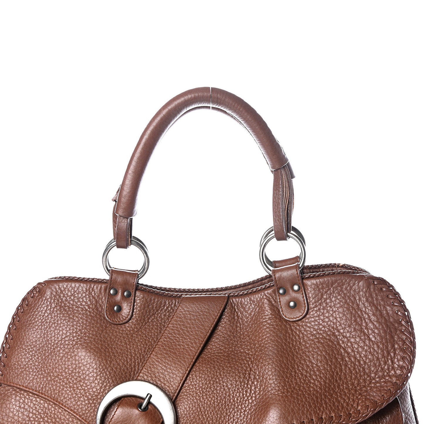 Calfskin Braided Gaucho Double Saddle Bag Brown