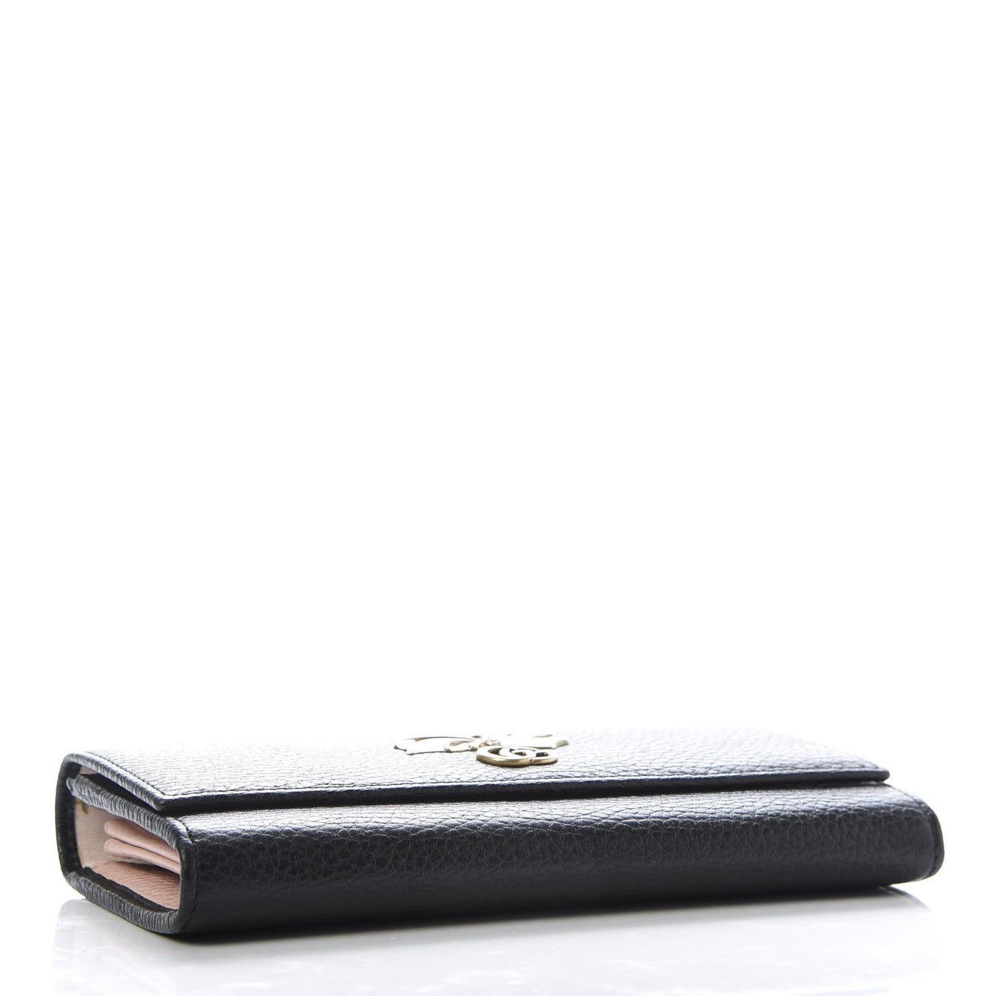 Calfskin Crystal Bow Continental Wallet Black