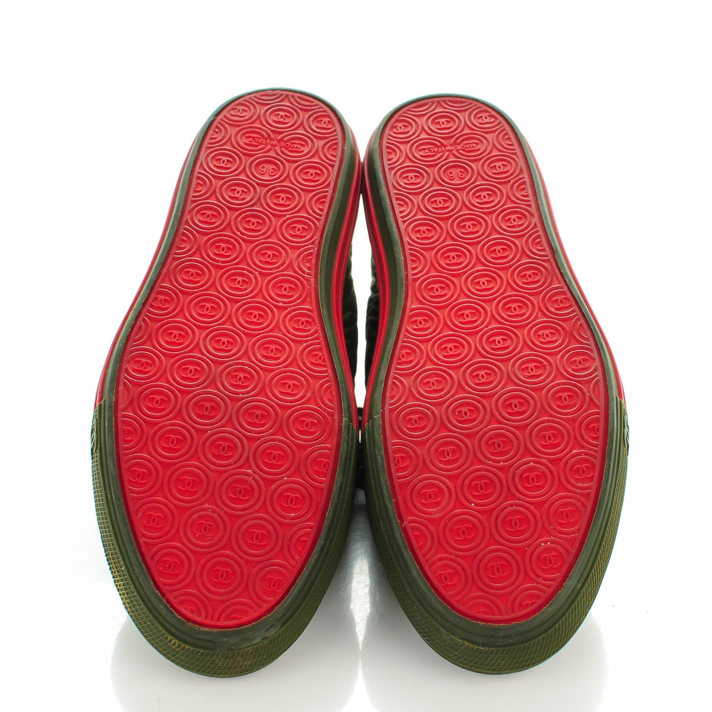 Nylon Calfskin Quilted CC Sneakers 36 Dark Green