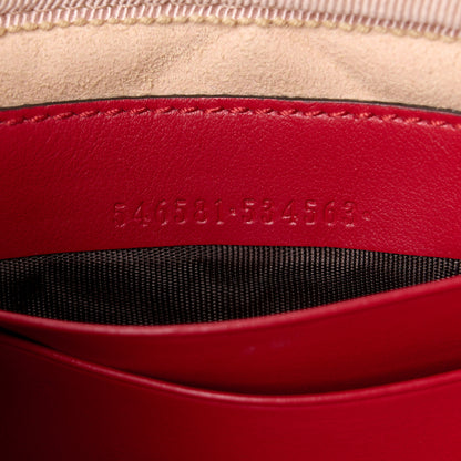 Gucci Calfskin Matelasse Mini GG Marmont Chain Crossbody Bag Hibiscus Red 9 of 12