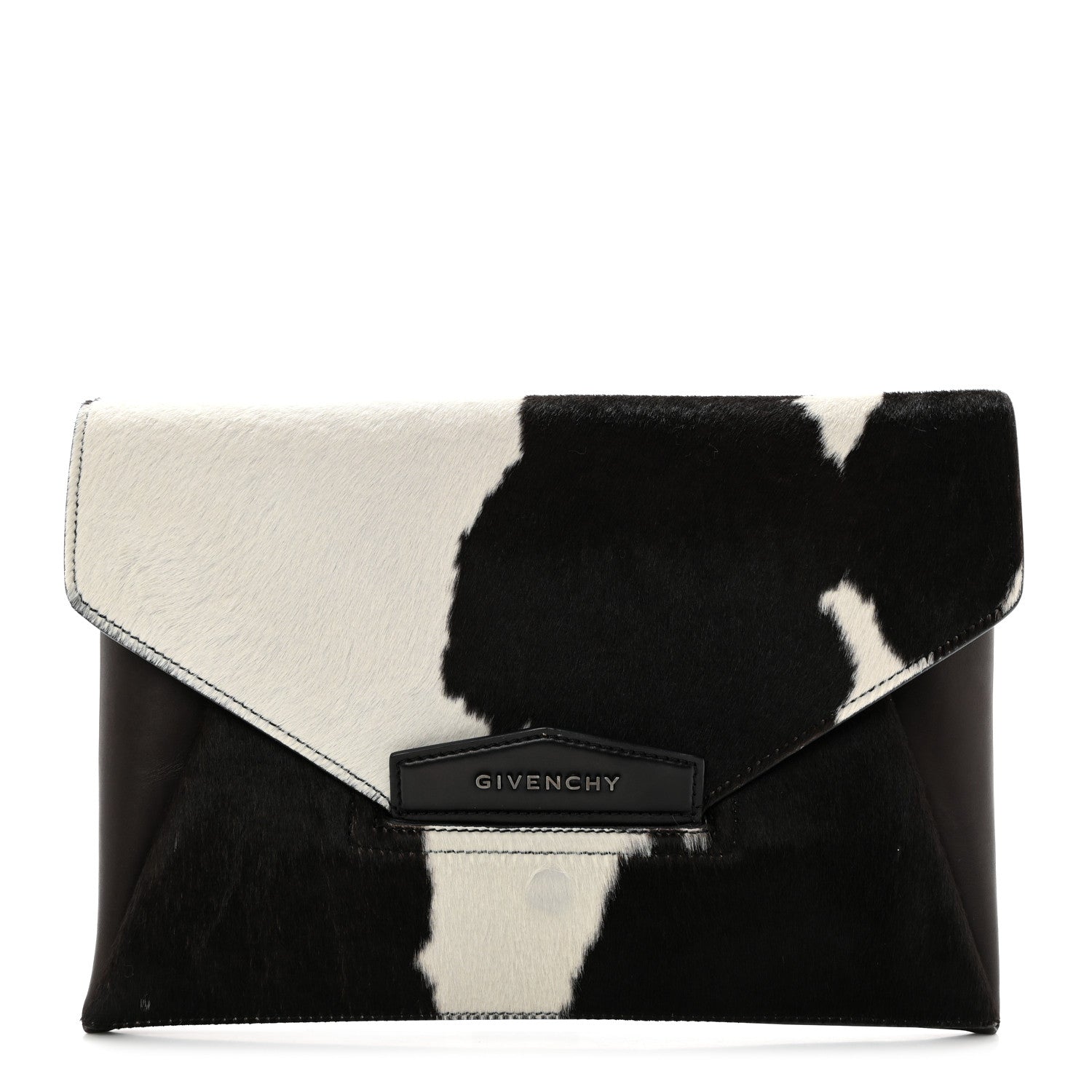 Givenchy Calf Hair Smooth Calfskin Medium Antigona Evening Clutch Black White 1 of 8