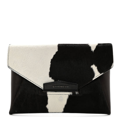 Givenchy Calf Hair Smooth Calfskin Medium Antigona Evening Clutch Black White 1 of 8