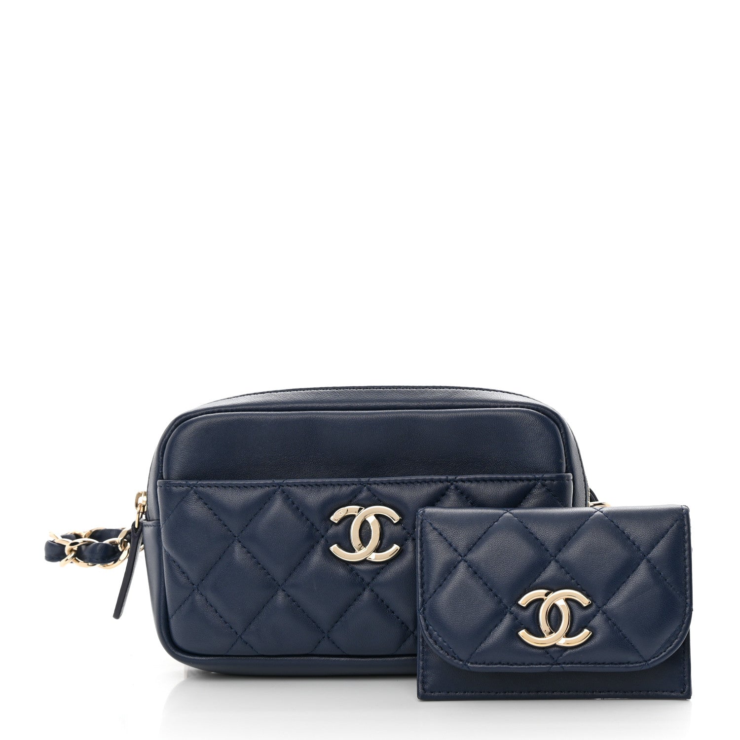 Chanel Lambskin Quilted Waist Bag With Pouch Blue 1 of 15