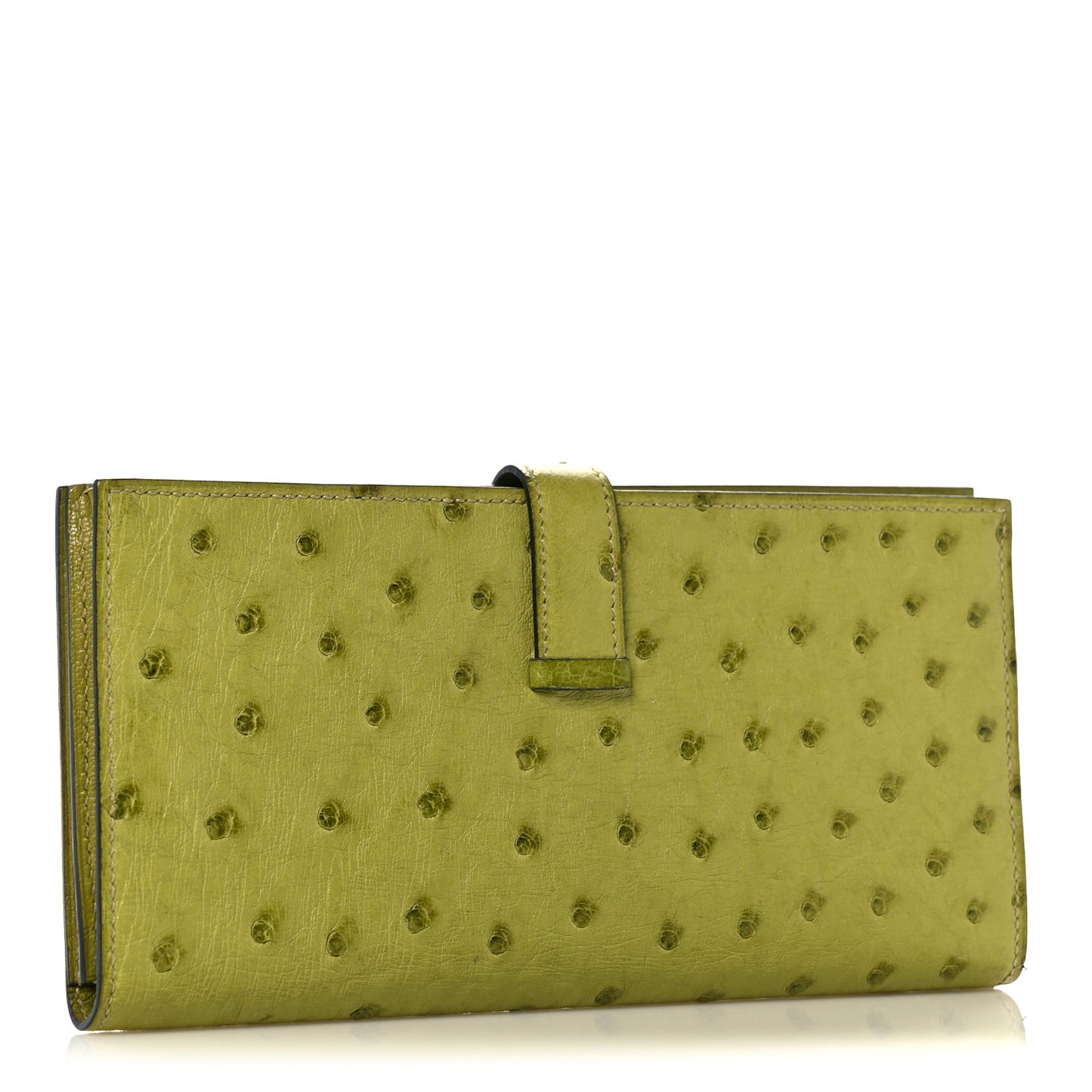Ostrich Bearn Gusset Wallet Vert Anis