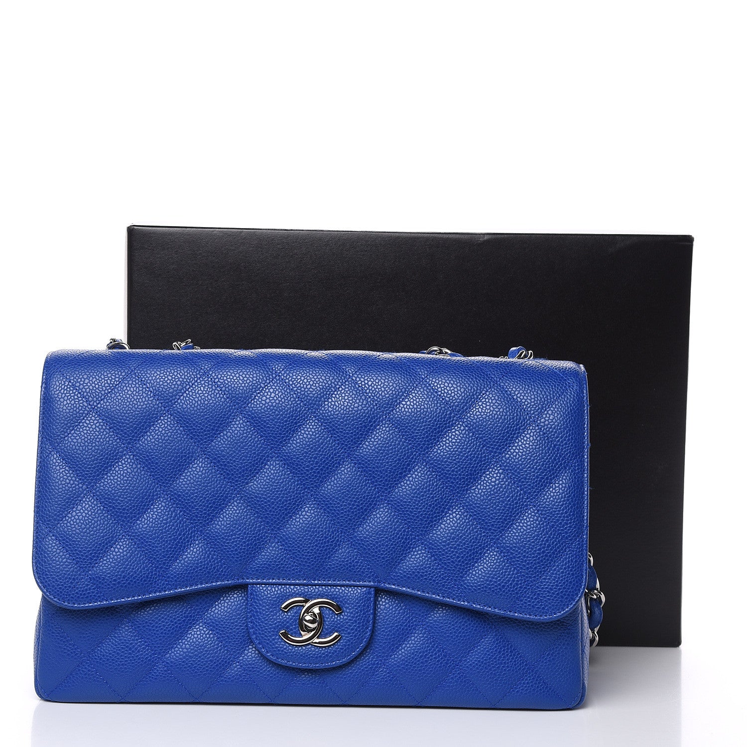 Chanel Caviar Quilted Jumbo Single Flap Blue 10 of 10