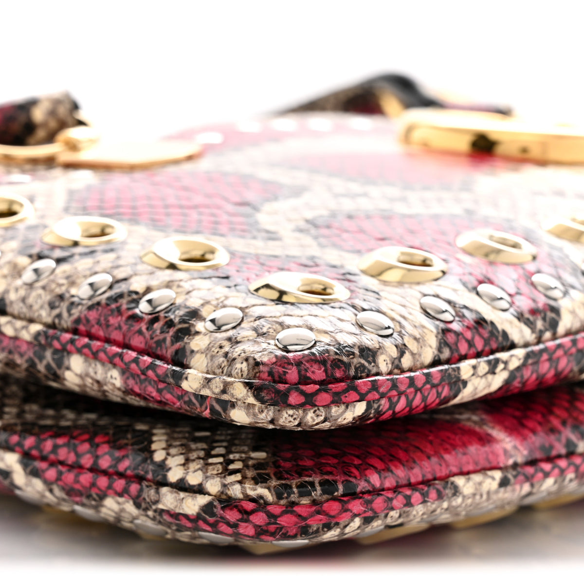 Snakeskin Large Arli Top Handle Bag Pink Beige