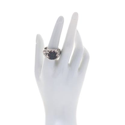 David Yurman Sterling Silver Black Diamond Waves Signet Ring 57 8 2 of 5