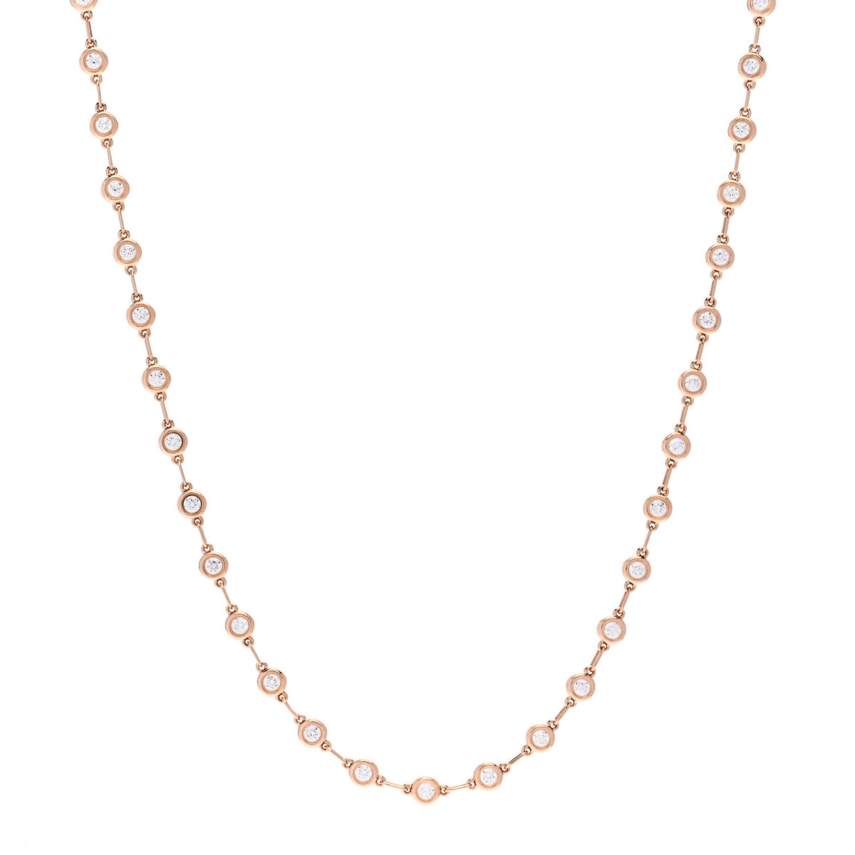Tiffany 18K Rose Gold Diamond 2.25ctw Elsa Peretti Diamonds by the Yard Necklace 1 of 5