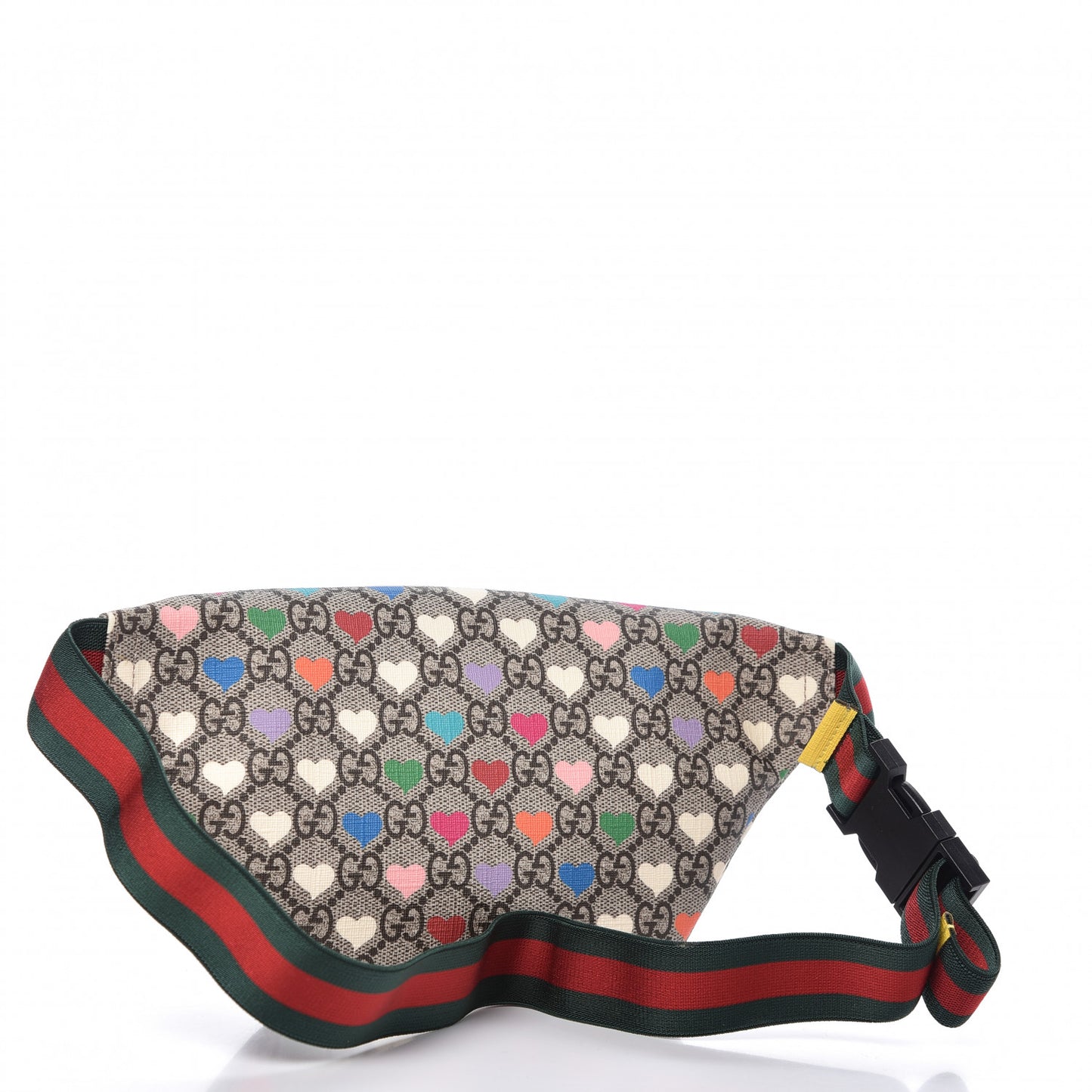 Soft GG Supreme Monogram Hearts Web Childrens Belt Bag Beige Ebony Multicolor Freesia