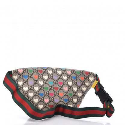 Gucci Soft GG Supreme Monogram Hearts Web Childrens Belt Bag Beige Ebony Multicolor Freesia 3 of 9
