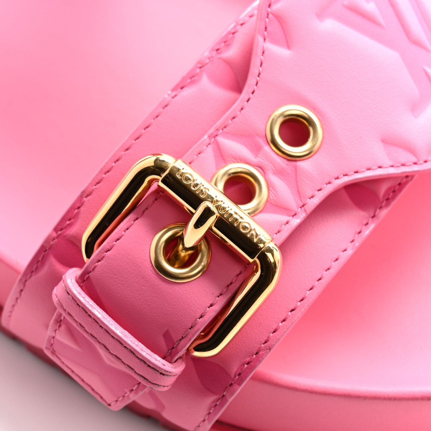 Louis Vuitton Calfskin Monogram Embossed Bom Dia Flat Mule Sandals 41 Pink 10 of 12