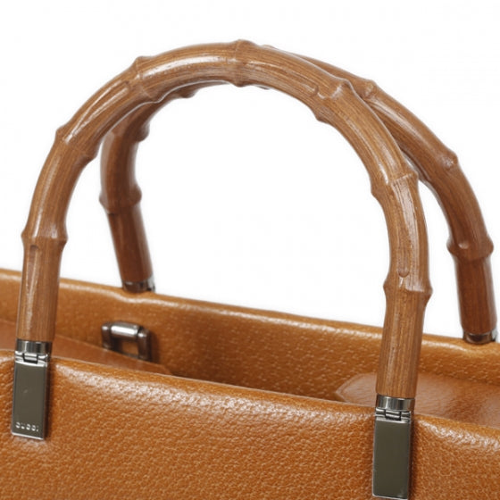 Leather Bamboo Handle Tote