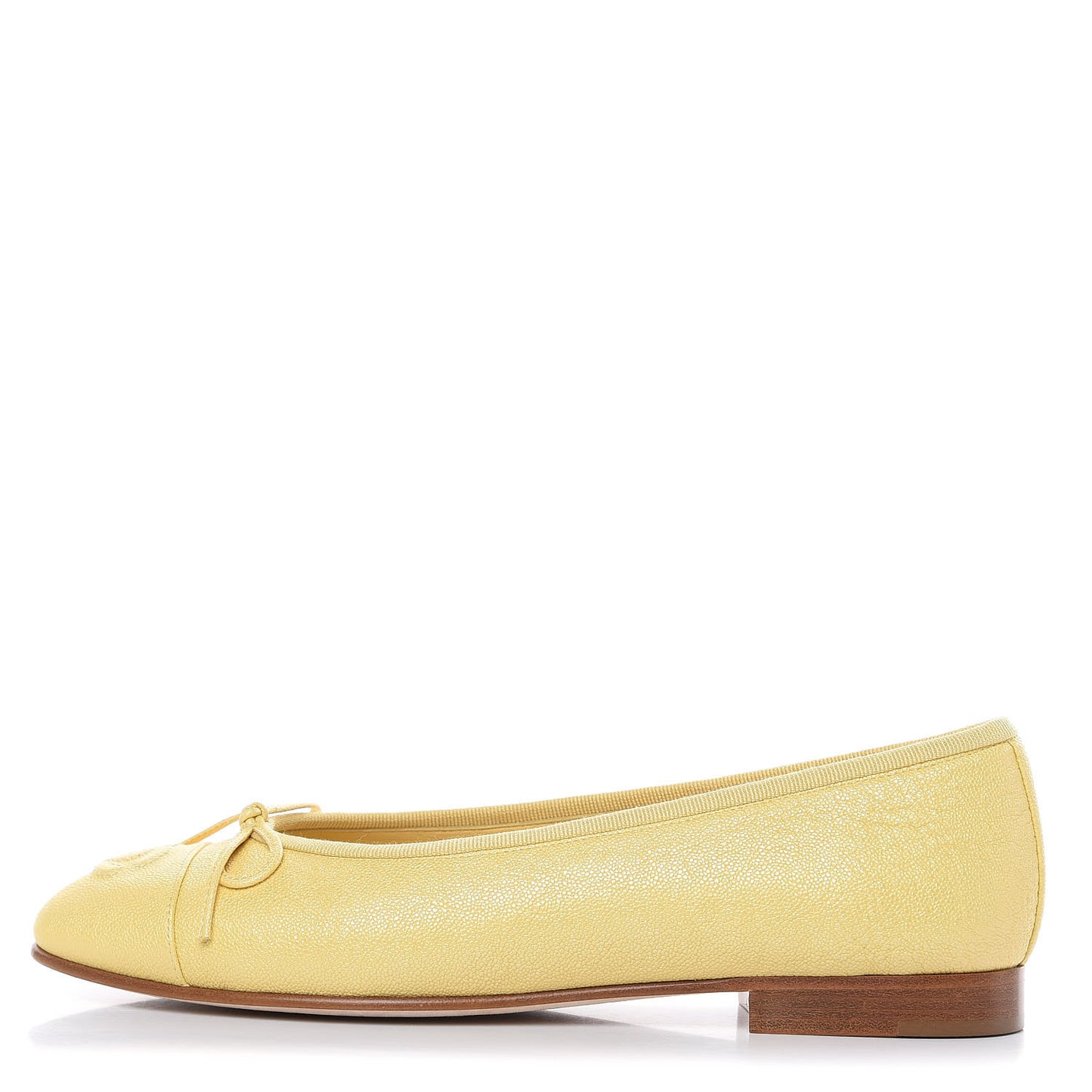Iridescent Caviar CC Cap Toe Ballerina Flats 37.5 Yellow