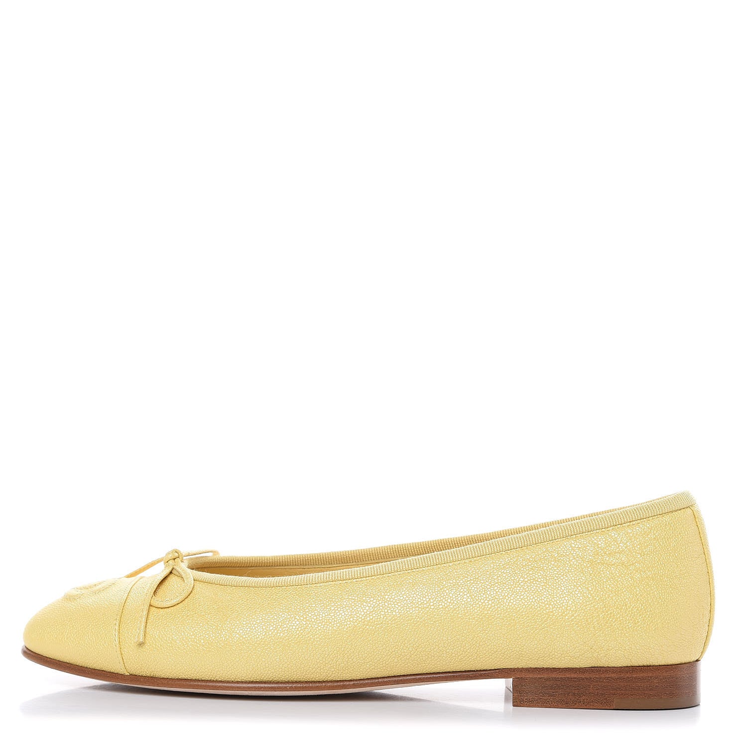 Chanel Iridescent Caviar CC Cap Toe Ballerina Flats 37.5 Yellow 1 of 9