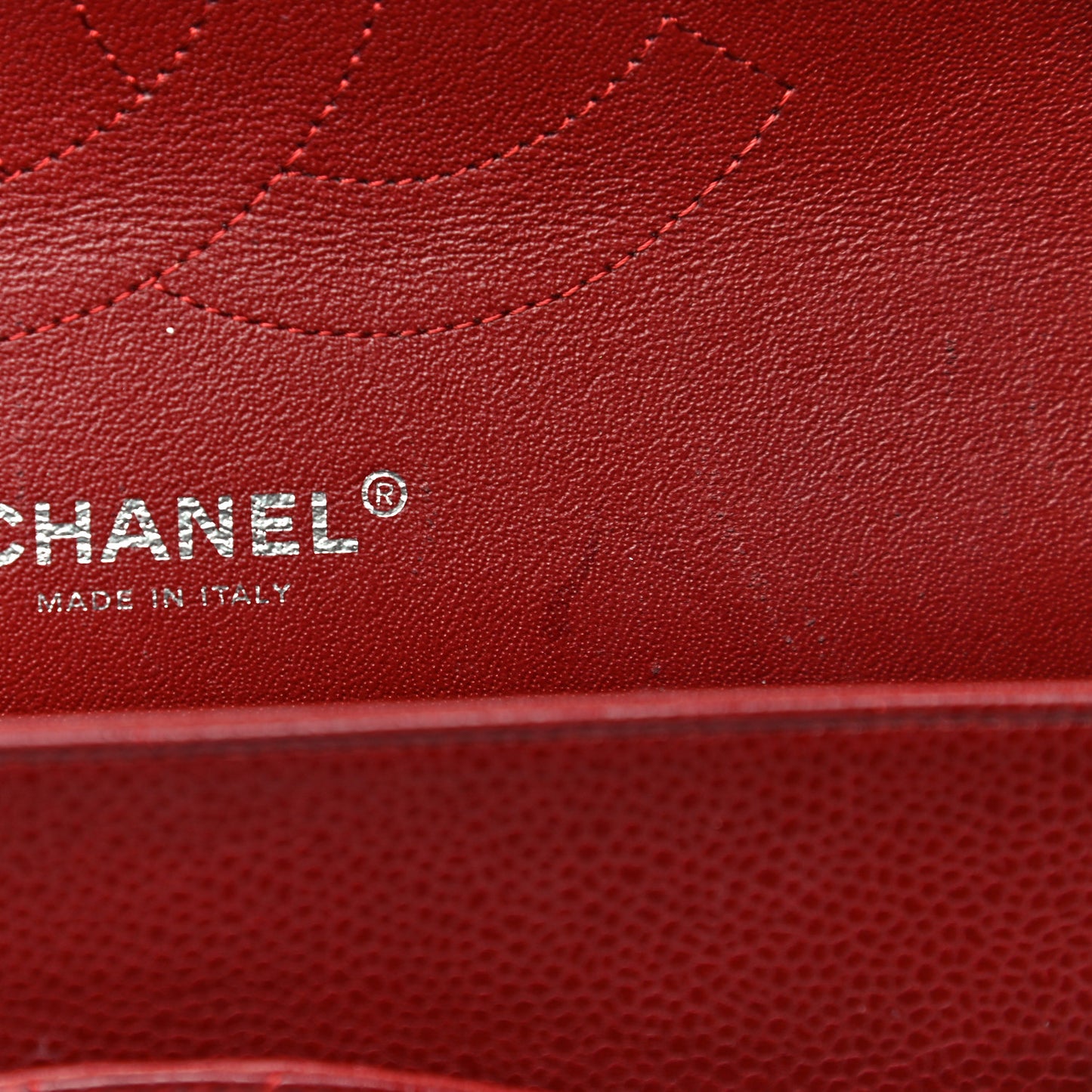 Caviar Quilted Jumbo Double Flap Dark Red