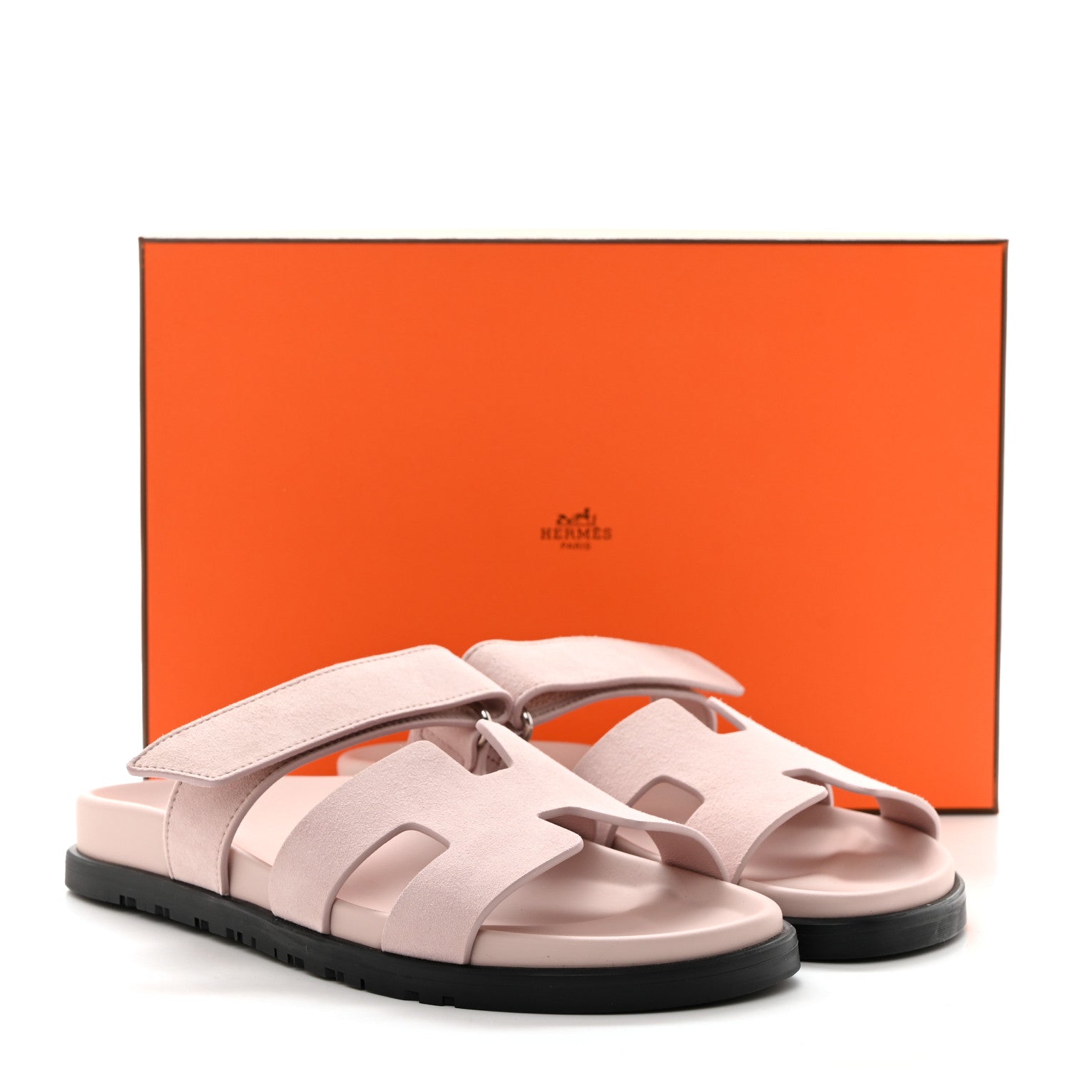 Hermes Suede Goatskin Womens Chypre Sandals 39 Rose Porcelaine 9 of 9