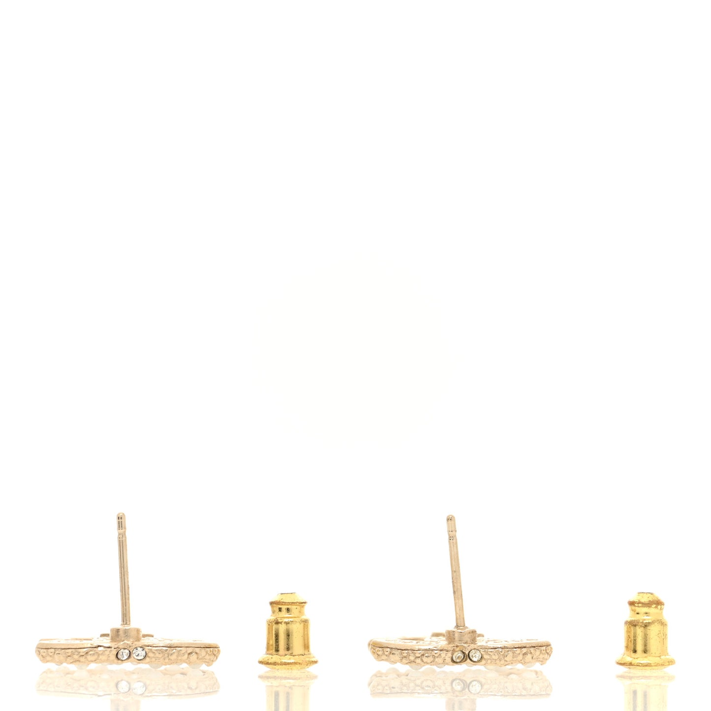 Pearl Crystal CC Earrings Light Gold