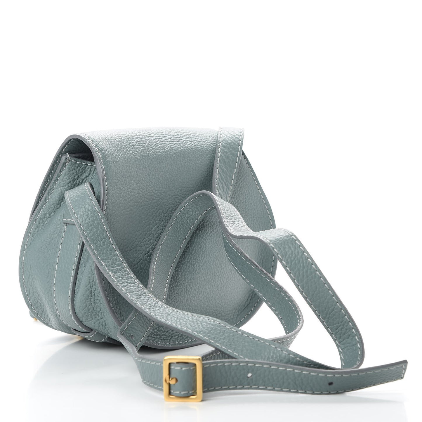 Calfskin Mini Marcie Round Crossbody Bag Faded Blue