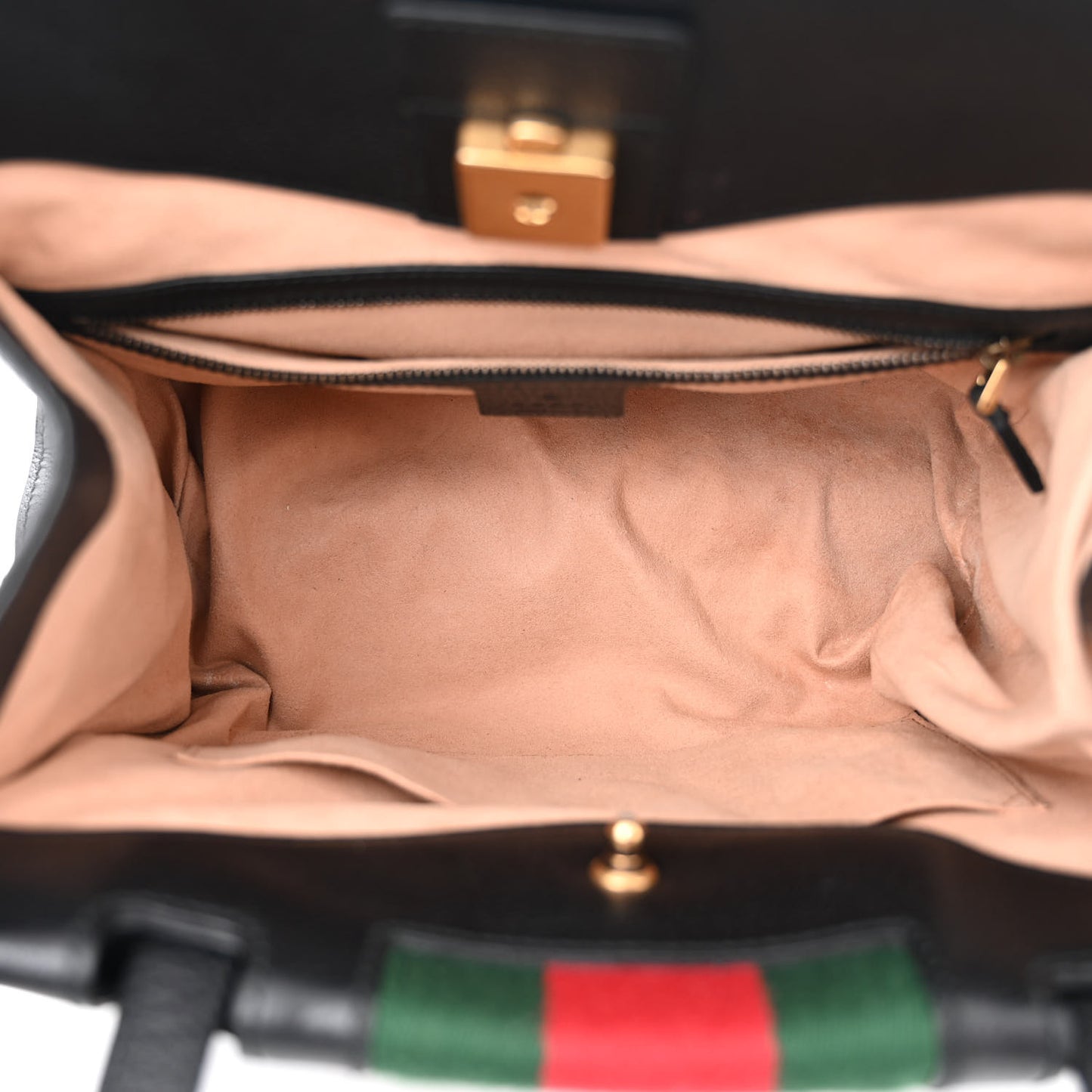 Grained Calfskin Web Crystal Butterfly Stripe Medium Totem Top Handle Bag Black