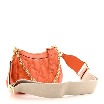 Gucci Calfskin GG Matelasse Chain Handbag Deep Orange Natural 3 of 10