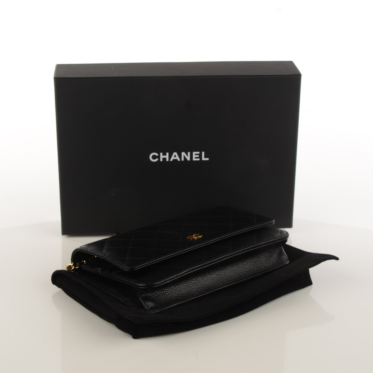 Caviar Quilted Wallet On Chain WOC Black