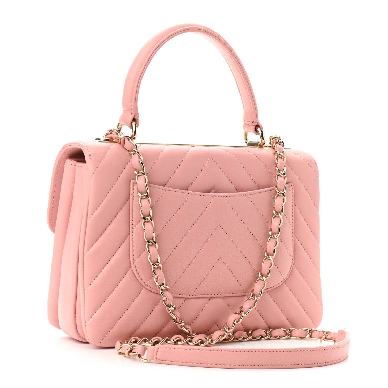 Chanel Lambskin Chevron Quilted Small Trendy CC Dual Handle Flap Bag Light Pink 3 of 11