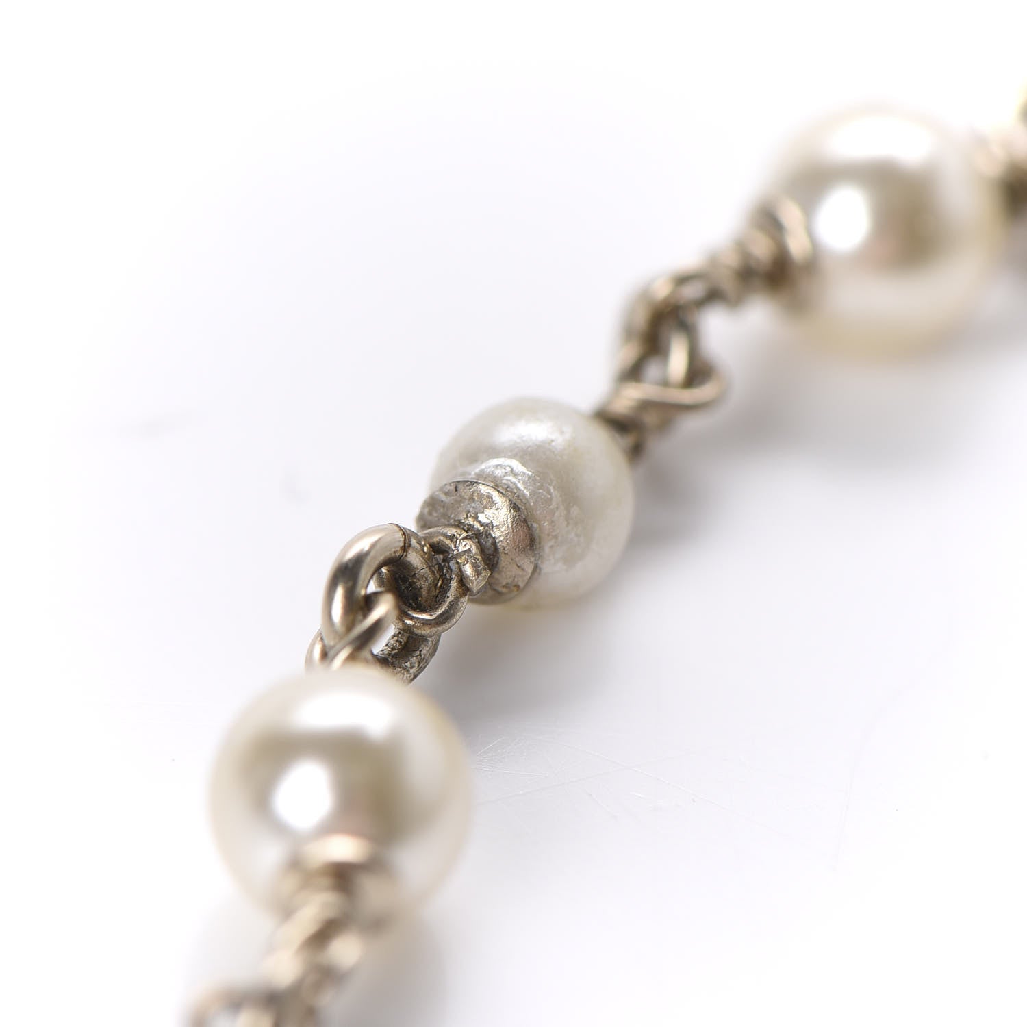 Chanel Pearl Crystal Flower CC Necklace Gold 9 of 11
