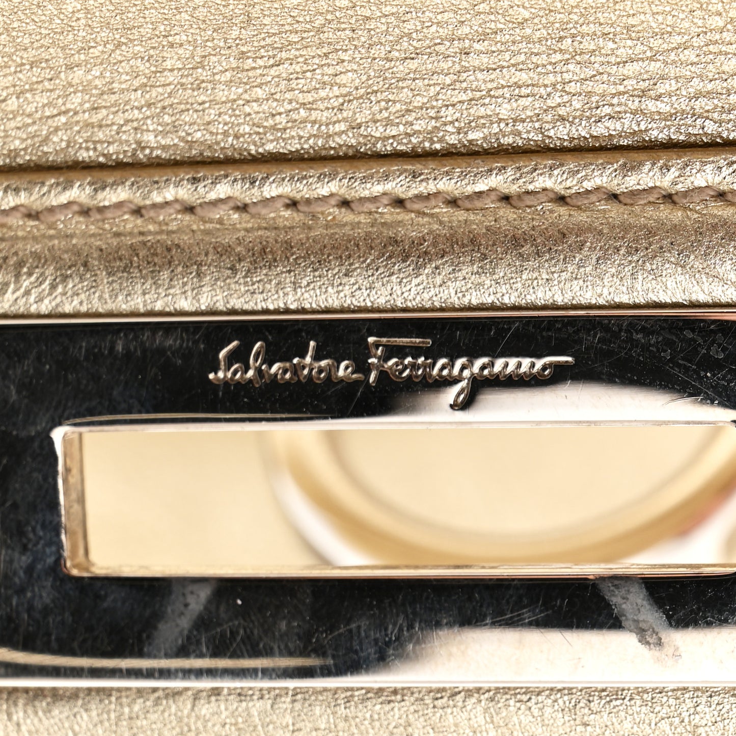 Metallic Grained Calfskin Medium Sofia Satchel Gold