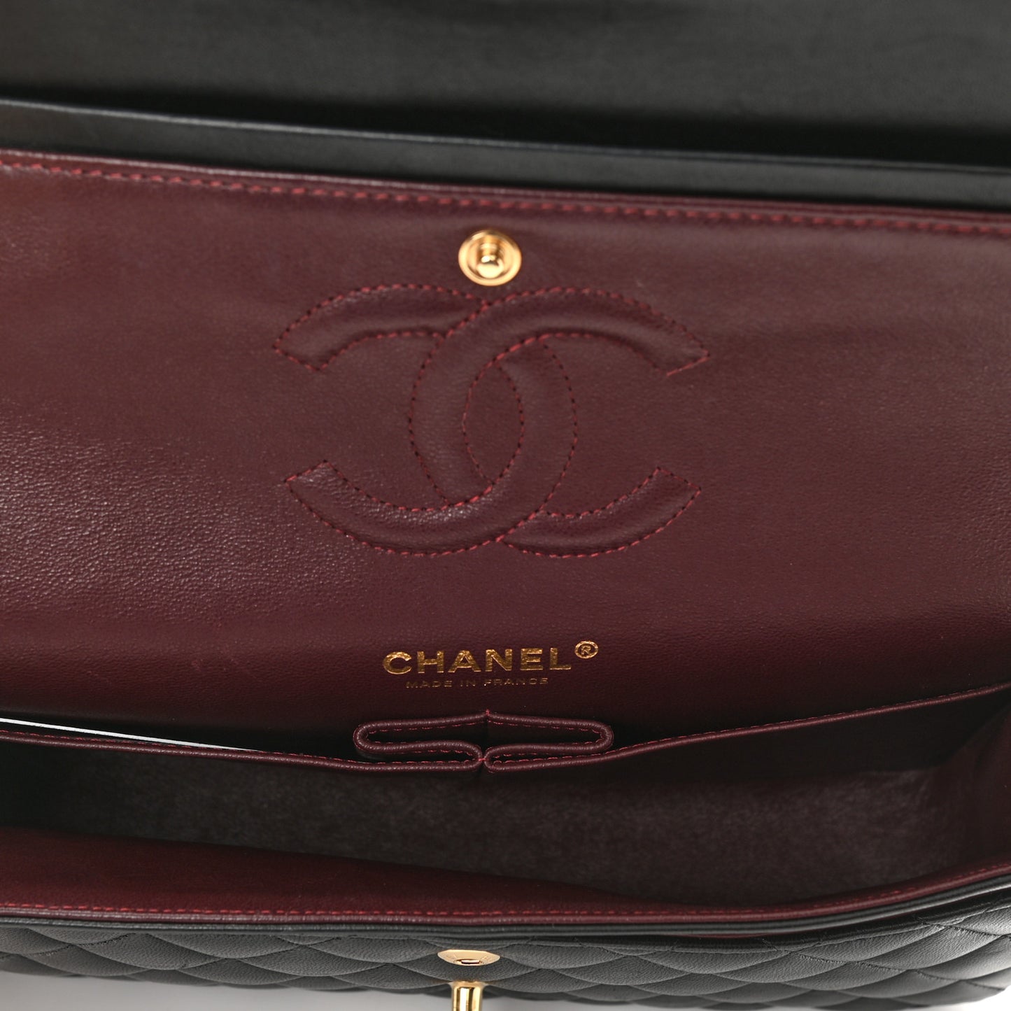 Lambskin Quilted Medium Double Flap Black