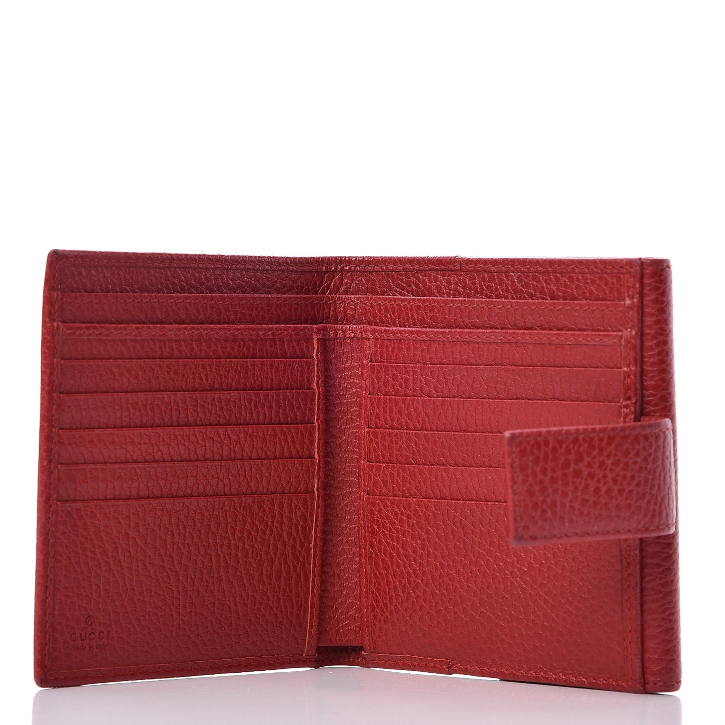 Dollar Calfskin Double G French Flap Wallet Hibiscus Red