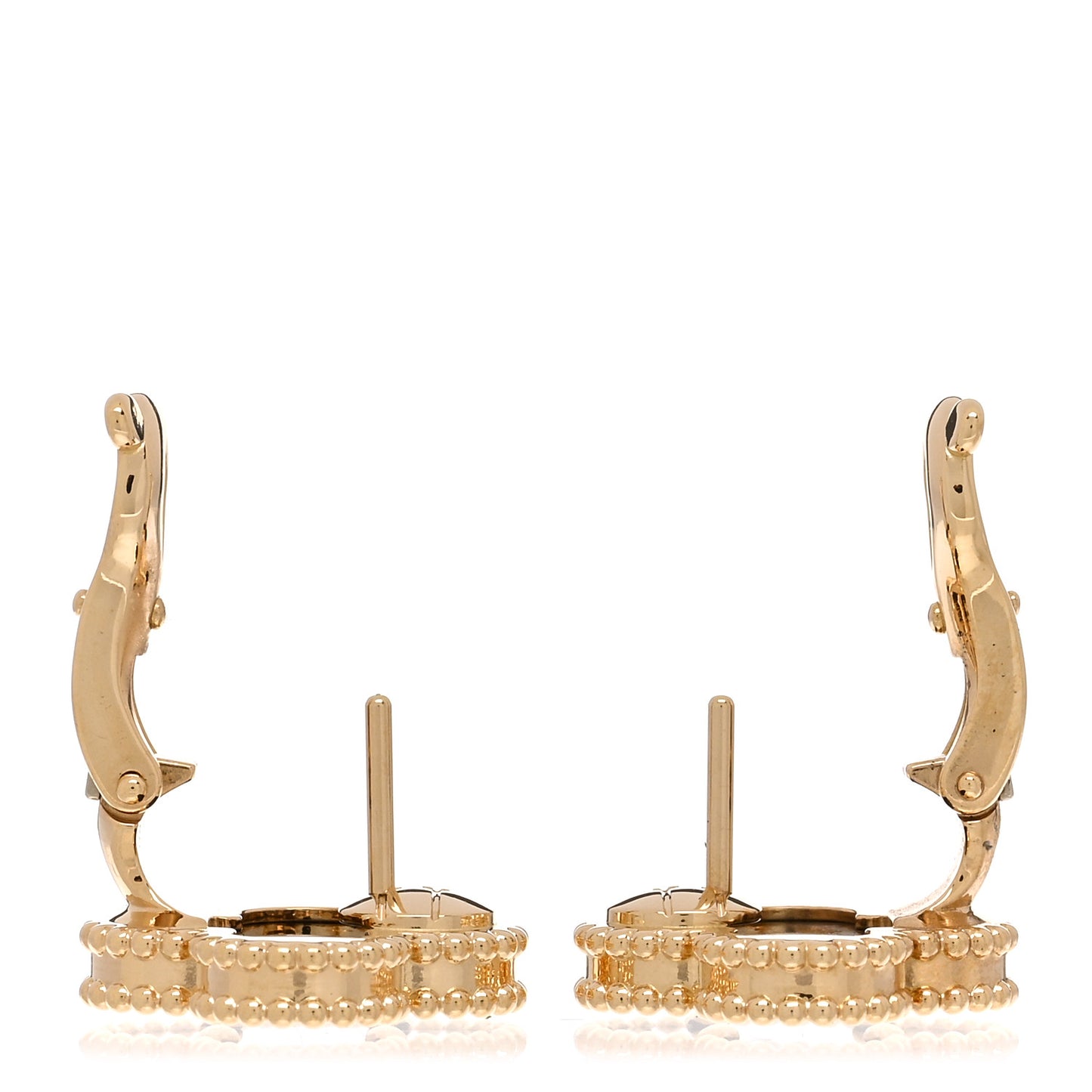 18k Yellow Gold Black Onyx Vintage Alhambra Earrings