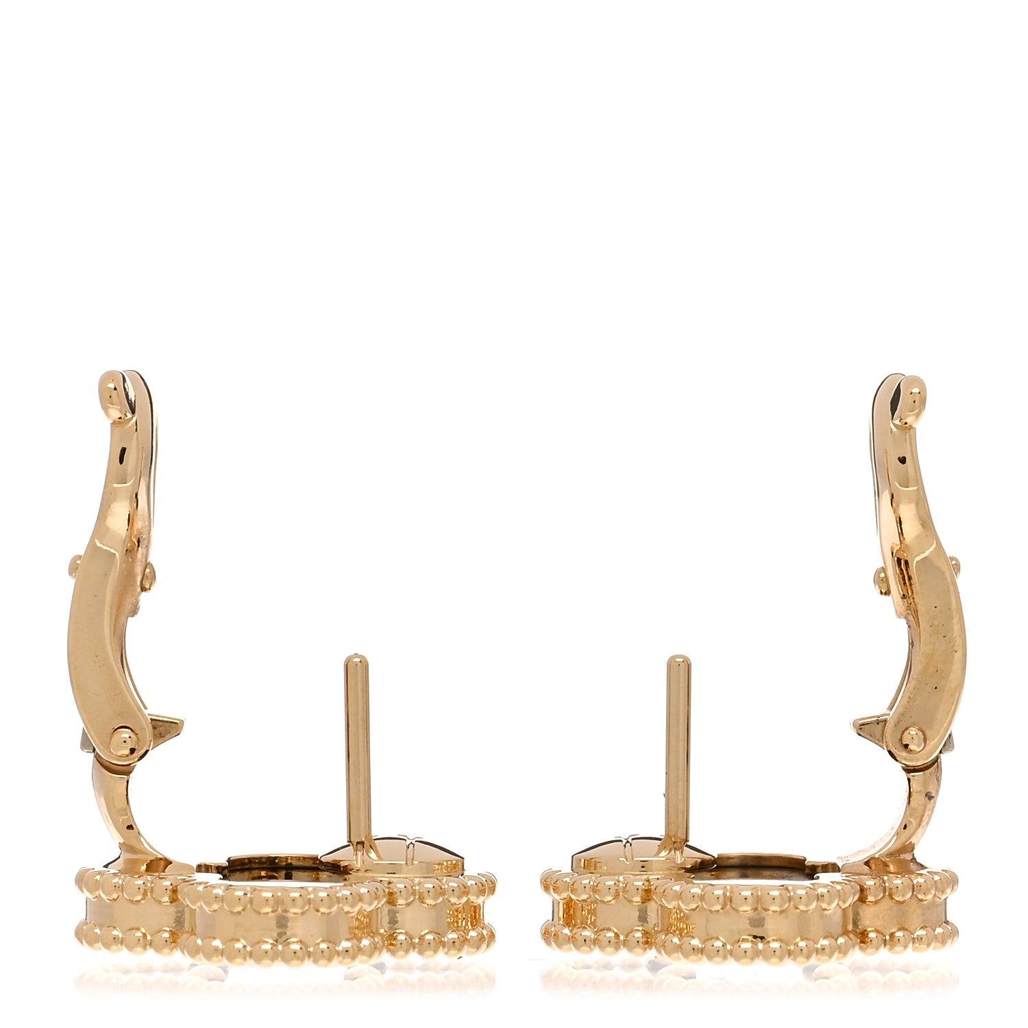 Van Cleef & Arpels 18k Yellow Gold Black Onyx Vintage Alhambra Earrings 3 of 5