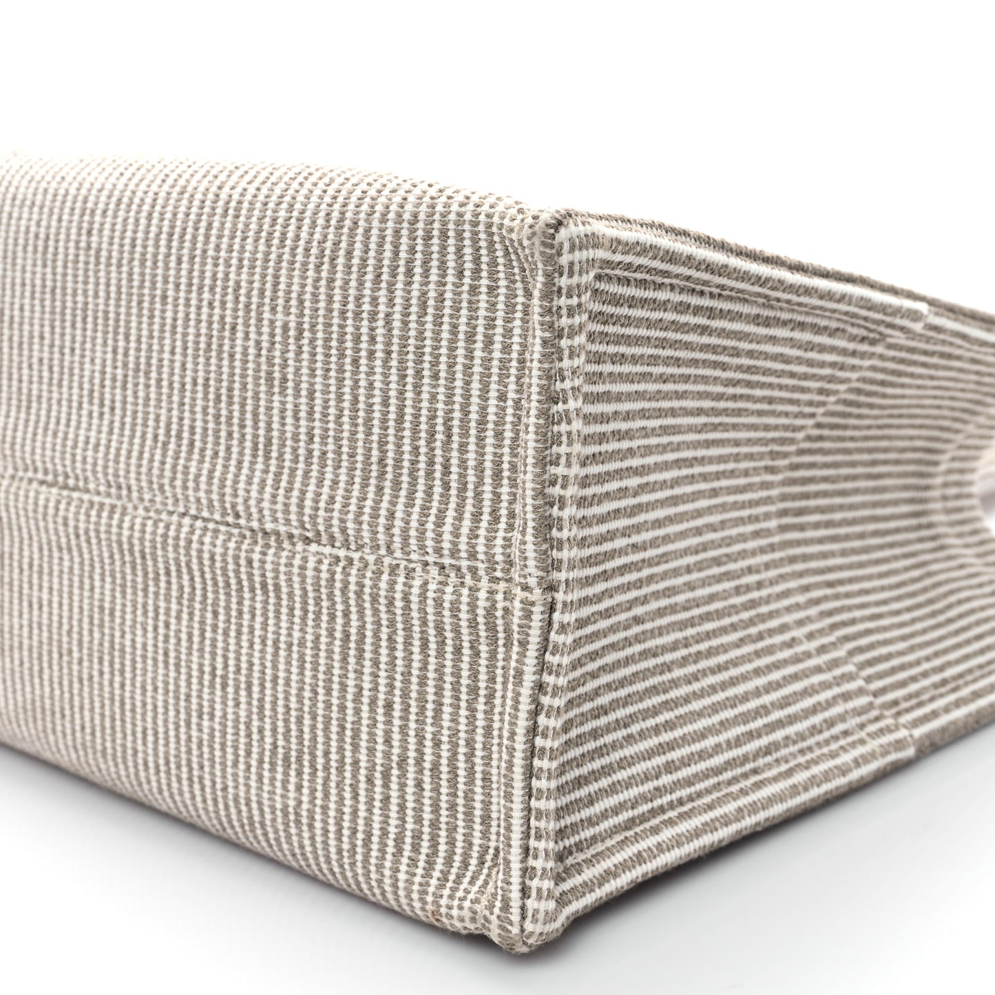Canvas Calfskin Striped Triomphe Large Cabas Beige