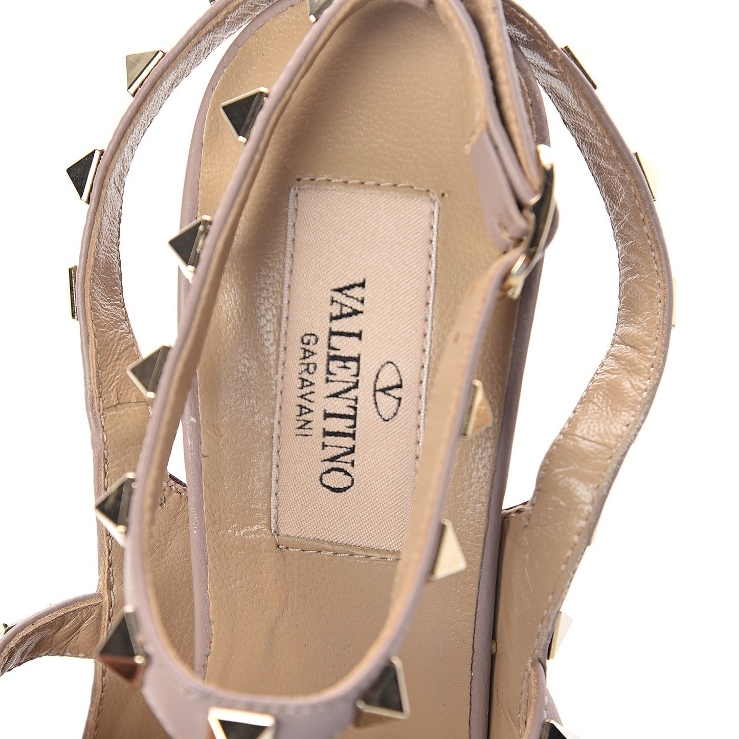 Nappa Rockstud Ankle Strap 100mm Pumps 36.5 Rubin Poudre