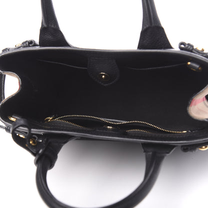 Burberry Grainy Calfskin House Check Small Banner Tote Black 5 of 14
