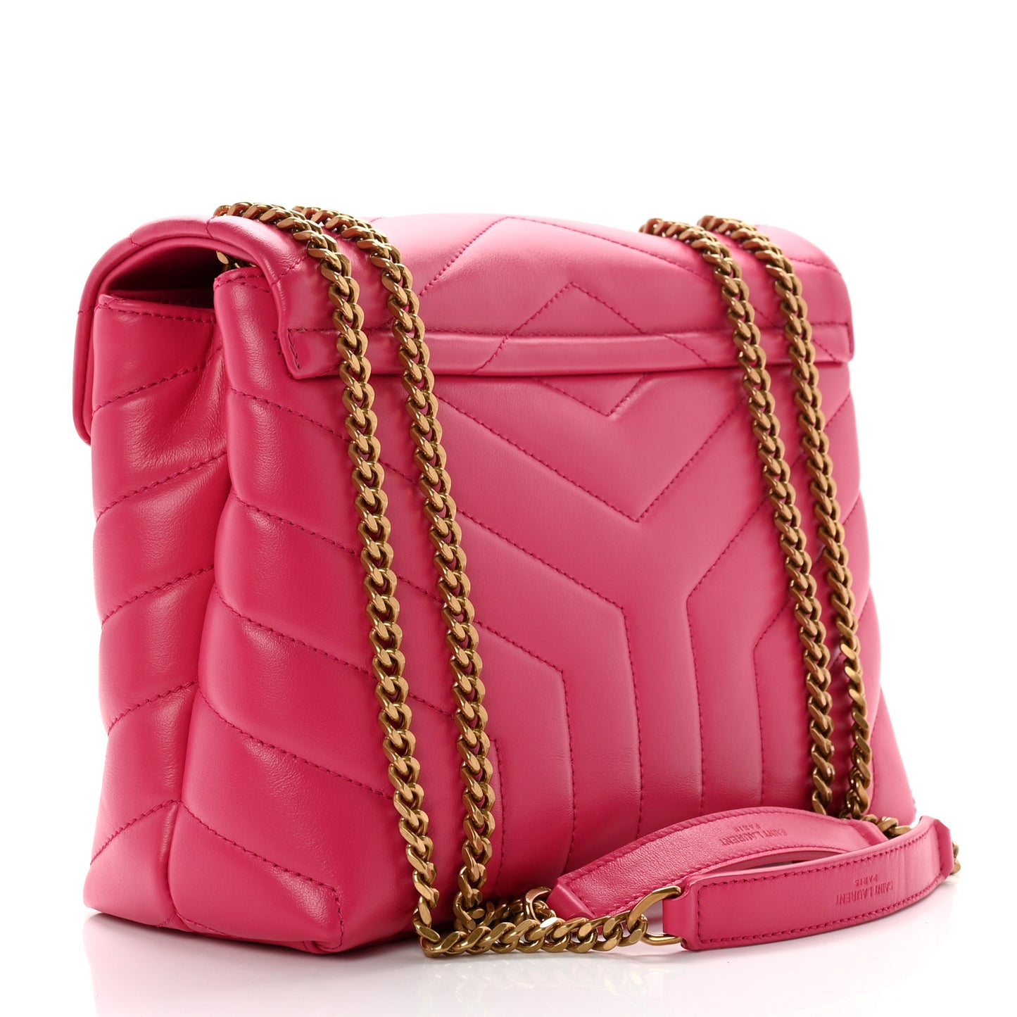 Calfskin Y Quilted Monogram Small Loulou Chain Satchel Fresh Fuchsia