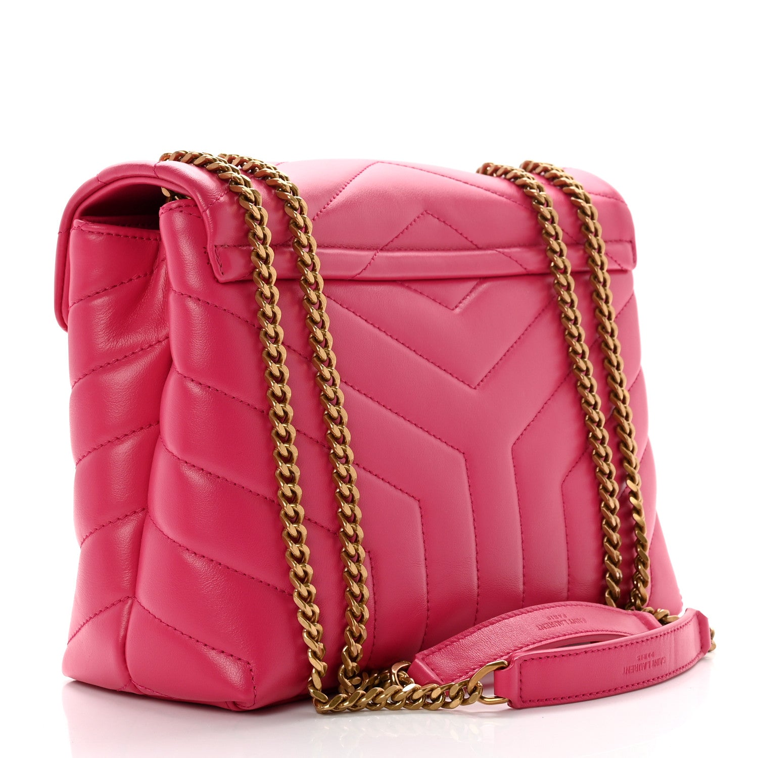Saint Laurent Calfskin Y Quilted Monogram Small Loulou Chain Satchel Fresh Fuchsia 2 of 8
