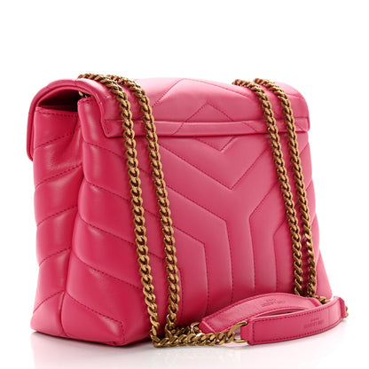 Saint Laurent Calfskin Y Quilted Monogram Small Loulou Chain Satchel Fresh Fuchsia 2 of 8