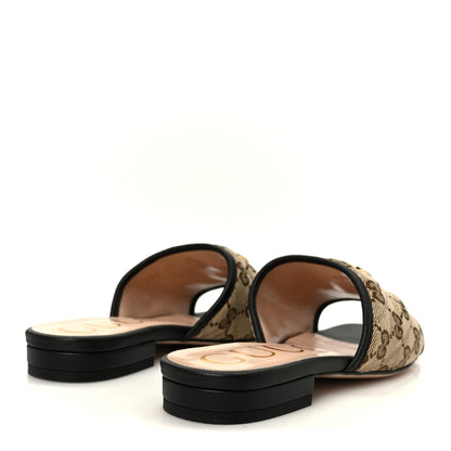 Gucci Monogram Matelasse Diagonal GG Marmont Flat Slide Sandals 35 Beige Ebony Black 5 of 10
