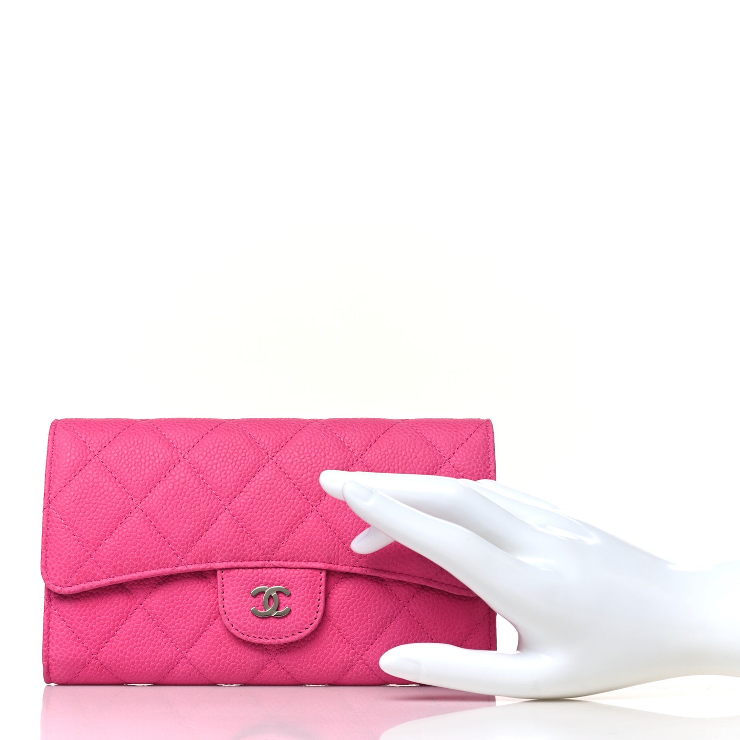Caviar Quilted Large Flap Wallet Pink