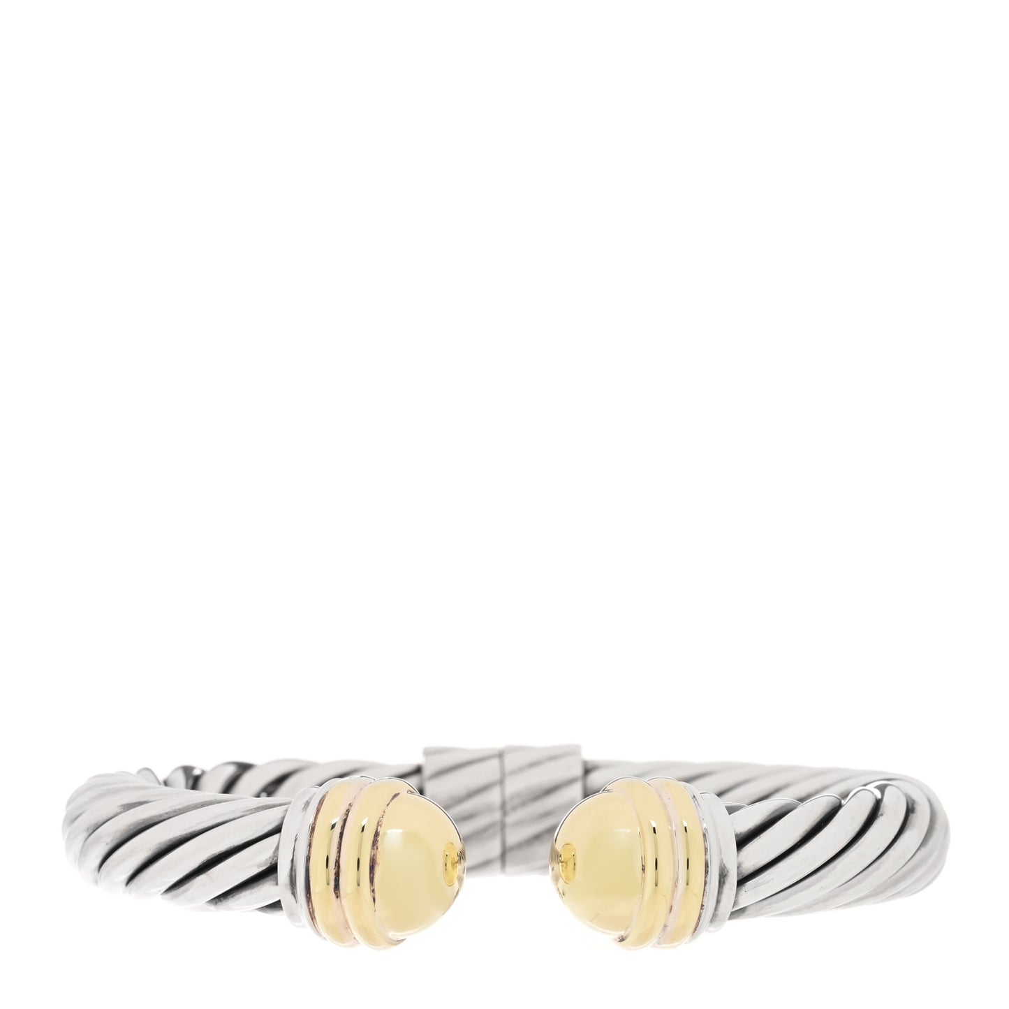 Sterling Silver 14K Yellow Gold 10mm Cable Classics Bracelet