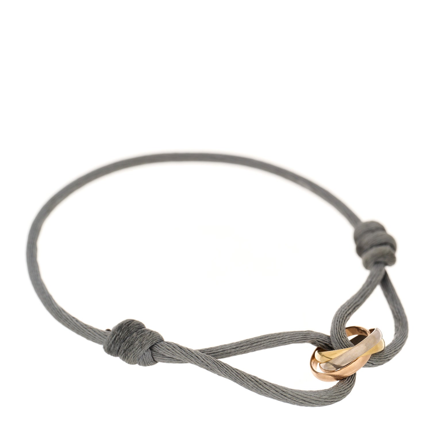 Cartier 18k Pink Yellow White Gold Trinity Adjustable Cord Bracelet Grey 1 of 5
