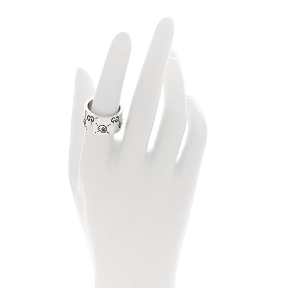 Gucci Sterling Silver GucciGhost Hamlet Skull Band Ring 56 7.5 2 of 4