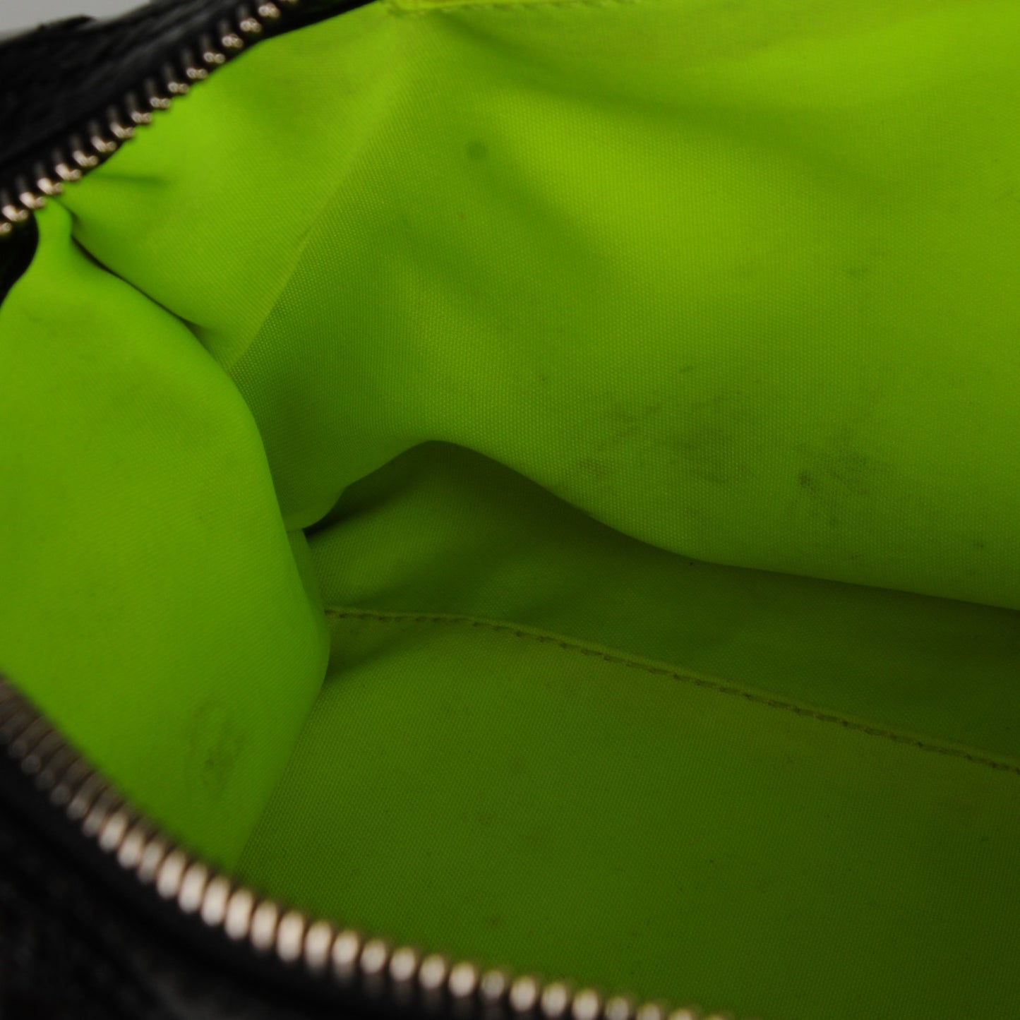 Patent Quilted Day Glo Flap Bag Black