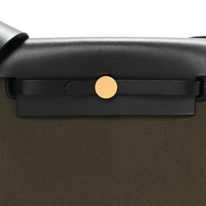 Hermes Military Toile Vache Hunter Herbag Zip Retourne 20 Vert Bronze Black 8 of 11