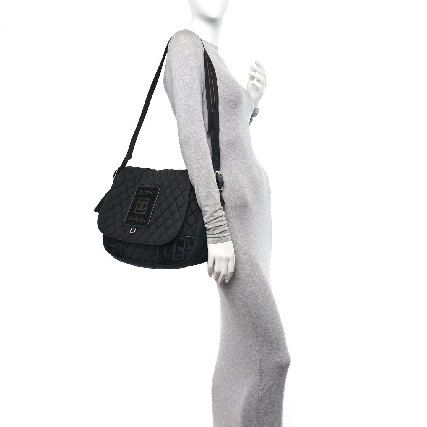 Canvas Pony Hair Quilted Sport CC Messenger Black