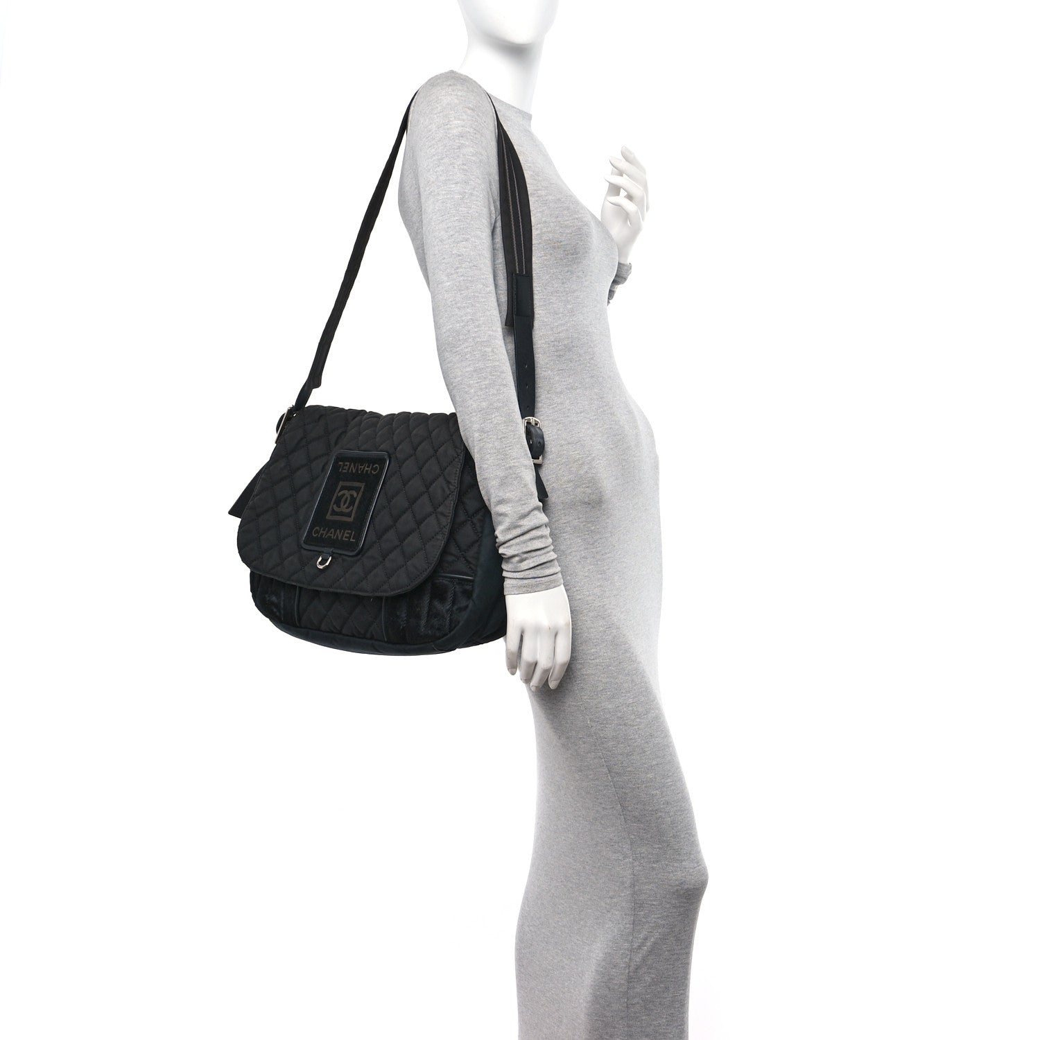 Chanel Canvas Pony Hair Quilted Sport CC Messenger Black 2 of 12