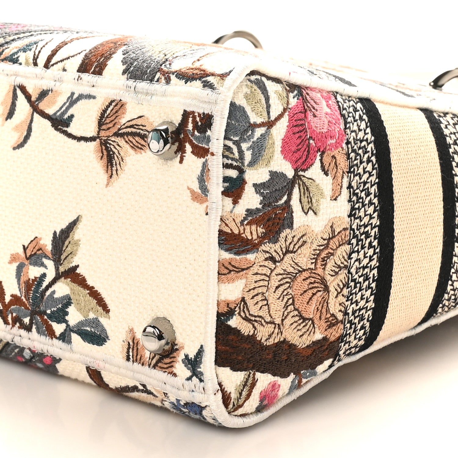 Christian Dior Canvas Embroidered Jardin D'Hive Medium Lady D-Lite Ecru Multicolor 10 of 10
