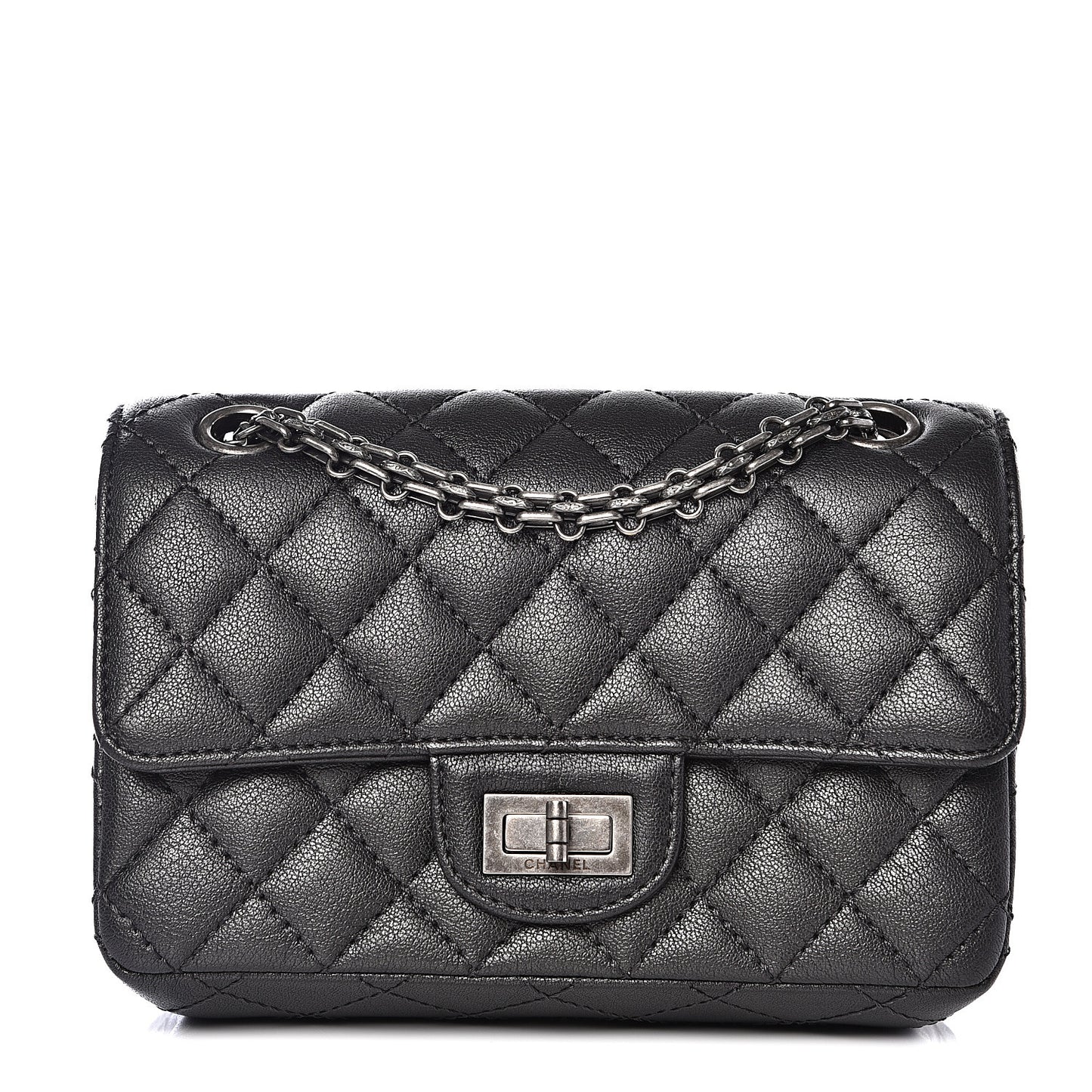 Sheepskin Quilted 2.55 Reissue Mini Flap Dark Grey